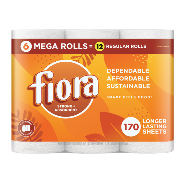 Paper Goods Fiora Strong + Absorbent Paper Towels, MEGA Rolls hero