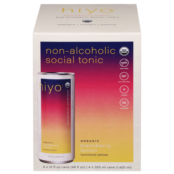 Hiyo Functional Seltzer, Blackberry Lemon, Organic hero