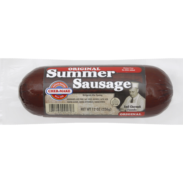 Hot Dogs, Bacon & Sausage Cher Make Summer Sausage, Hardwood Smoked hero