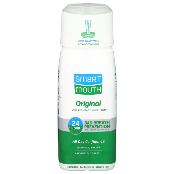 Oral Hygiene Smart Mouth Breath Rinse, Fresh Mint, Zinc Activated, Original hero