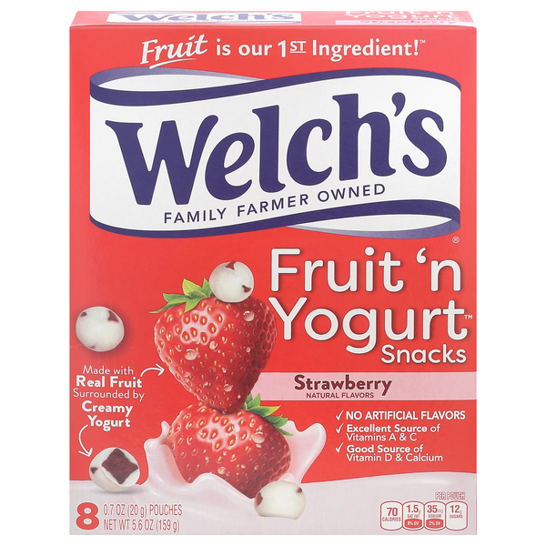 Fruit & Vegetable Snacks Welch's Fruit 'n Yogurt Snacks, Strawberry hero