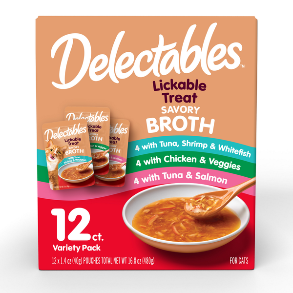 Cat Food & Care Delectables Savory Broths Lickeable Cat Treats Variety Pack hero