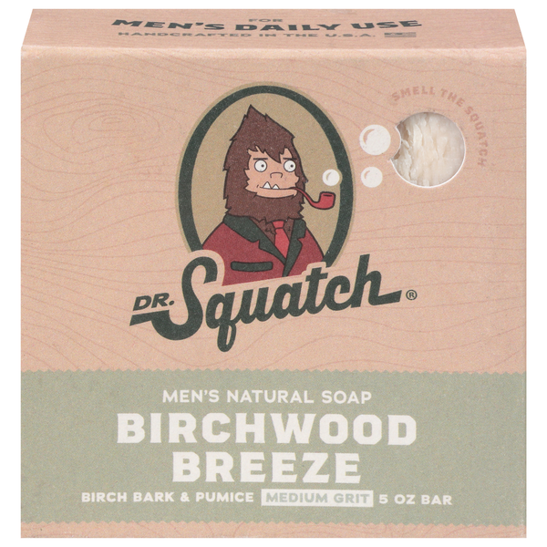 Dr. Squatch Soap, Birchwood Breeze, Men's Natural, Medium Grit hero