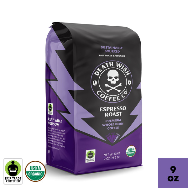 Death Wish Coffee Espresso Roast, Organic and Fair Trade, Whole Bean Coffee hero