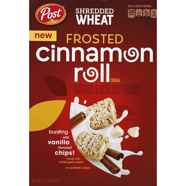 Cereal Post Shredded Wheat Cereal, Frosted Cinnamon Roll hero