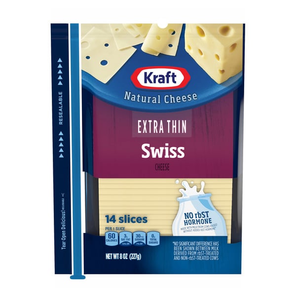 Cheese Kraft Natural Cheese Extra Thin Swiss Cheese Slices, 14 ct Pack hero