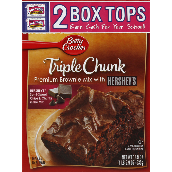 Doughs, Gelatins & Bake Mixes Betty Crocker Brownie Mix, Premium, with Hershey's, Triple Chunk hero