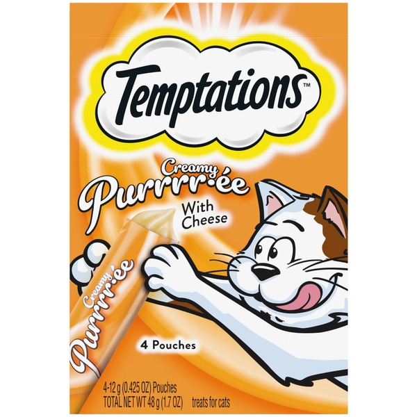 TEMPTATIONS Creamy Puree Cheese Lickable Squeezable Cat Treats hero