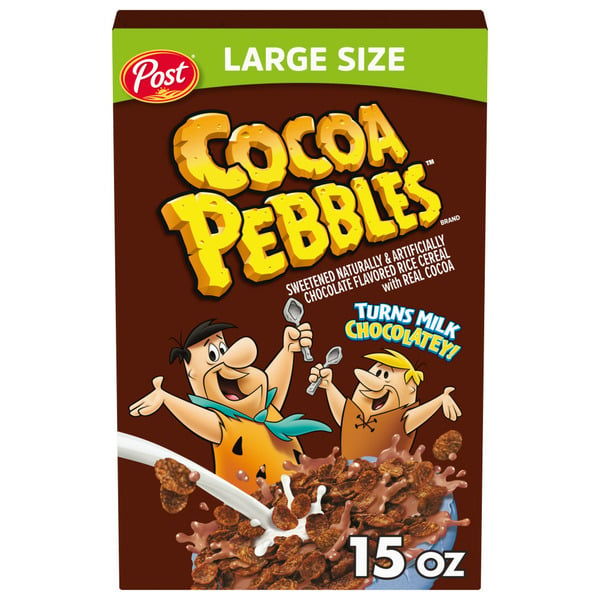 Cereal Post Cocoa Pebbles Breakfast Cereal, Gluten Free, Kids Snacks, Family Size Cereal Box hero