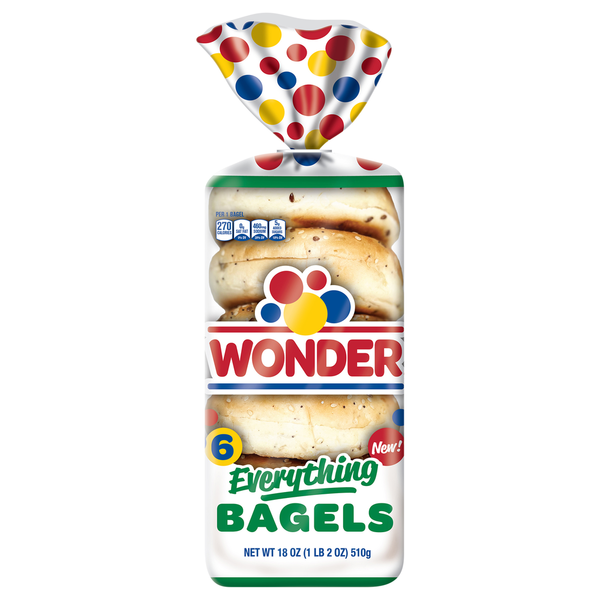 Breakfast Bakery Wonder Bread Bagels, Everything hero