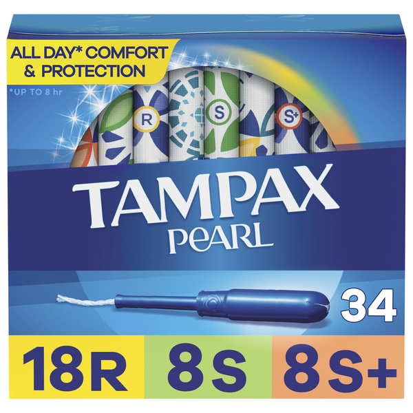 Feminine Care TAMPAX Pearl, Triple Pack Regular,Super,Super Plus Plastic Tampons, Unscented hero