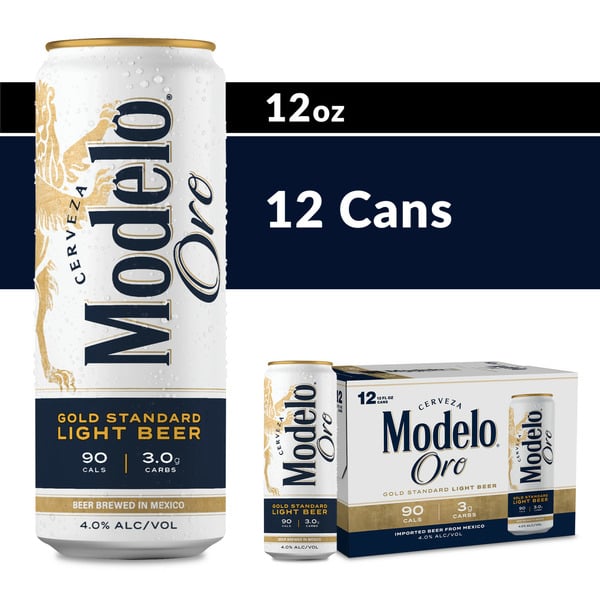 Modelo Oro Mexican Lager Import Lower Calorie* Light Beer Cans hero