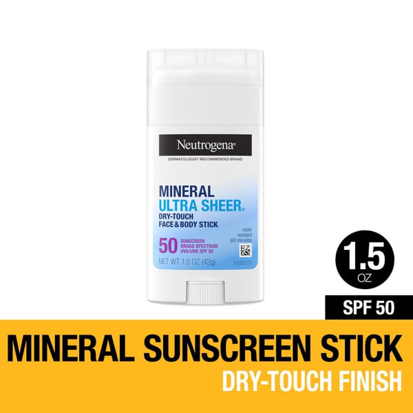 Facial Care Neutrogena Ultra Sheer SPF 50 Zinc Mineral Sunscreen Stick hero