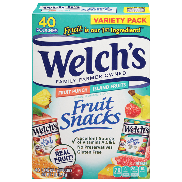 Breakfast Bars & Pastries Welch's Fruit Snacks, Fruit Punch/Island Fruits, Variety Pack hero