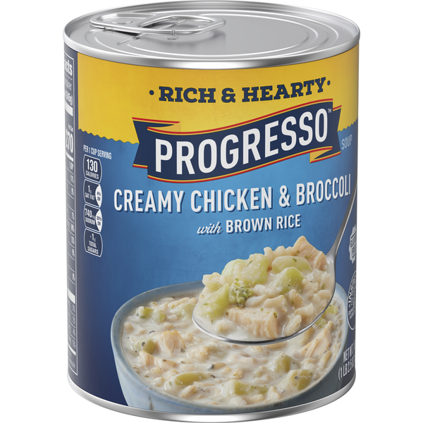 Soup, Broth & Bouillon Progresso Rich & Hearty, Creamy Chicken & Broccoli Canned Soup, Gluten Free hero