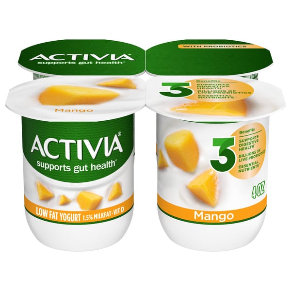 Yogurt Activia Mango Lowfat, Probiotic Yogurt Cups hero