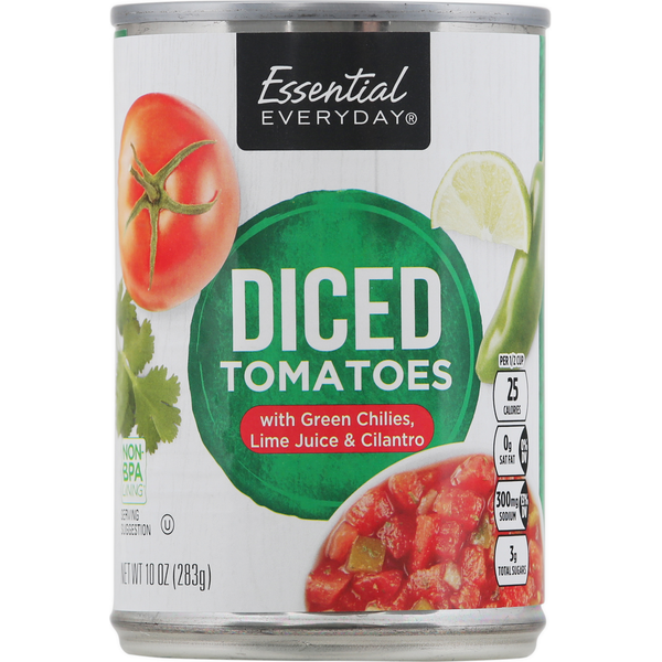 Canned & Jarred Vegetables Essential Everyday Tomatoes, with Green Chilies, Lime Juice & Cilantro, Diced hero