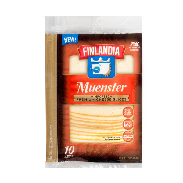 Packaged Cheese Finlandia Muenster Imported Premium Cheese Slices hero