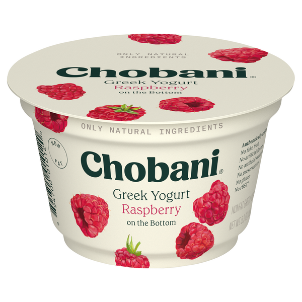 Yogurt/Kefir Chobani Yogurt, Greek, Nonfat, Raspberry on the Bottom hero