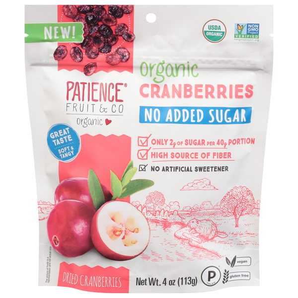 Nuts, Seeds & Dried Fruit Patience Fruit & Co Dried Cranberries, Organic, No Added Sugar hero