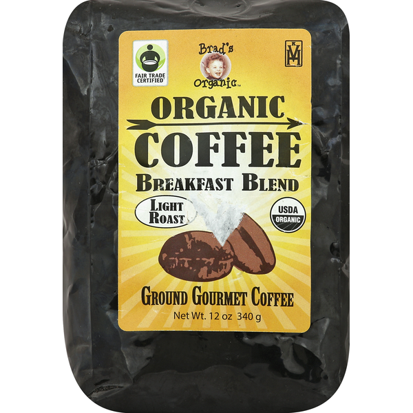 Coffee Brads Organic Coffee, Gourmet, Ground, Light Roast, Breakfast Blend hero