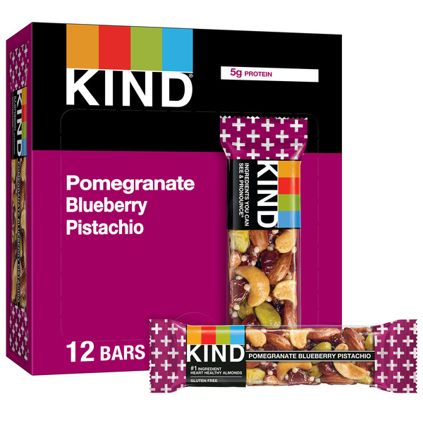 Energy & Granola Bars KIND Pomegranate Blueberry Pistachio Plus Antioxidants, Fruit & Nut Bars hero