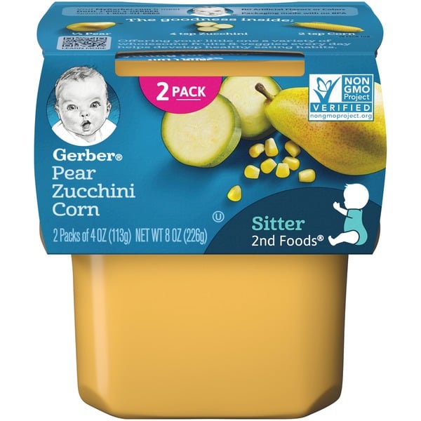 Baby Food & Formula Gerber Baby Food Pear Zucchini Corn Tubs hero