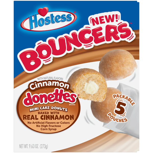 Bakery Desserts Hostess BOUNCERS Cinnamon DONETTES Packable Pouches Perfect for Lunchboxes hero