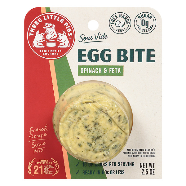 Specialty Cheese Three Little Pigs Sous-Vide Spinach & Feta Egg Bite, Single Pack hero