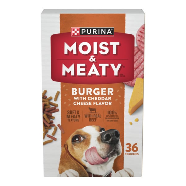 Dog Food & Care Purina Moist & Meaty Moist and Meaty Burger With Cheddar Cheese Flavor Dry Soft Dog Food es hero