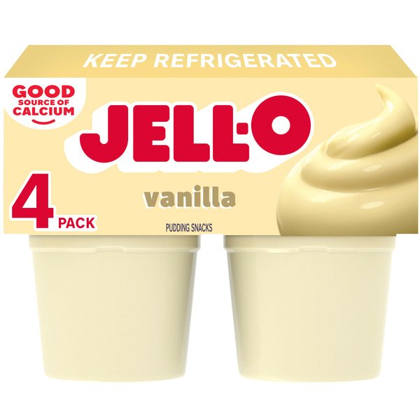 Refrigerated Pudding & Desserts Jell-O Original Vanilla Refrigerated Pudding Cup Snacks hero