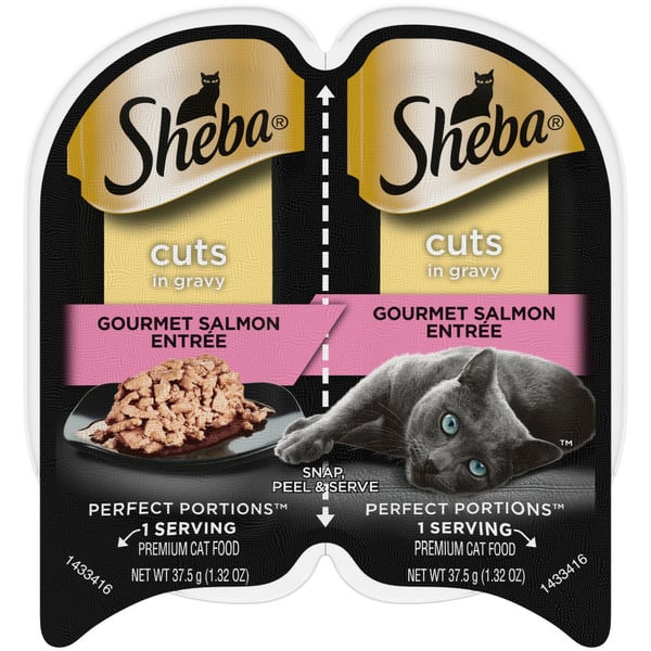 Cat Food SHEBA PERFECT PORTIONS Wet Cat Food Cuts in Gravy Gourmet Salmon Entree hero