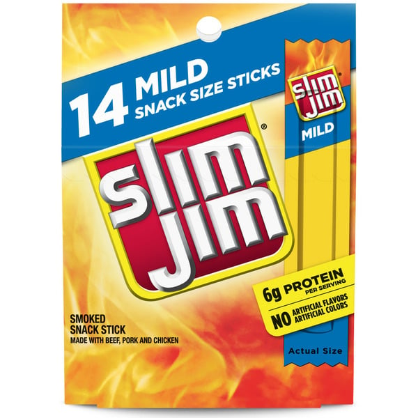 Popcorn & Jerky Slim Jim Mild Smoked Snack Sticks hero