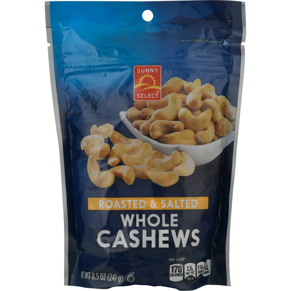 Sunny Select Cashews, Roasted & Salted, Whole hero