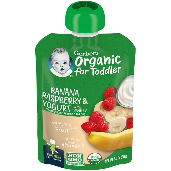 Baby Food & Formula Gerber Yogurt Toddler Food Banana Raspberry Vanilla Pouch hero