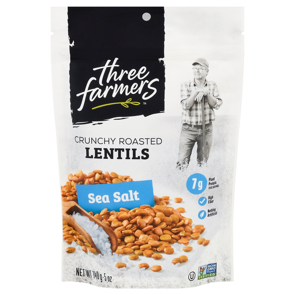 Chips & Pretzels Three Farmers Foods Lentils, Sea Salt, Crunchy Roasted hero