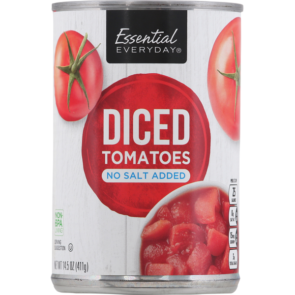 Canned & Jarred Vegetables Essential Everyday Tomatoes, No Salt Added, Diced hero