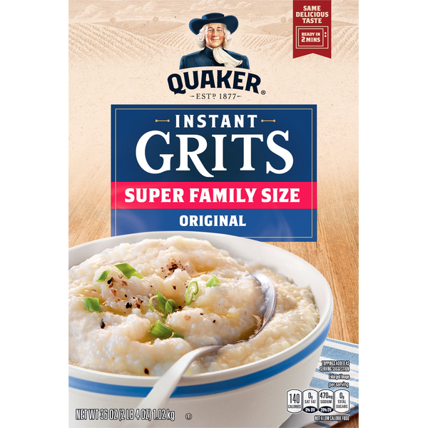 Hot Cereal & Pancake Mixes Quaker Instant Grits, Original, Super Family Size hero