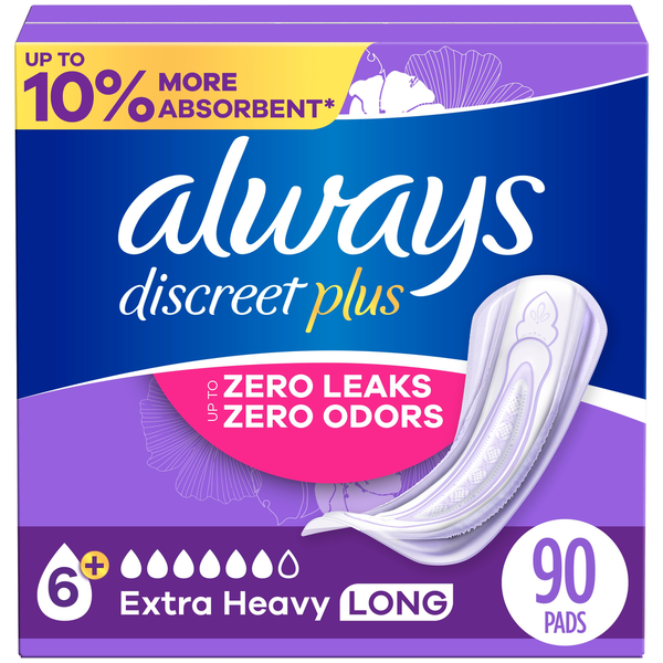 Feminine Care Always Discreet Extra Heavy Incontinence Pads hero