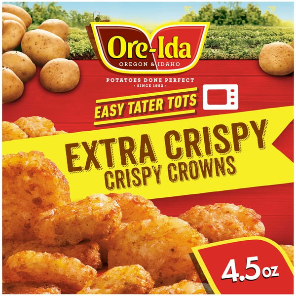 Frozen Appetizers & Sides Ore-Ida Ready in 5 Extra Crispy Crowns Seasoned Shredded Microwavable Potatoes hero