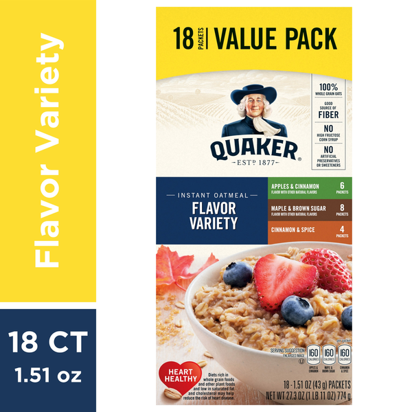 Hot Cereal & Pancake Mixes Quaker Instant Oatmeal, Flavor Variety - Pack hero