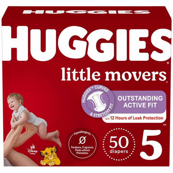 Diapers & Wipes Huggies Little Movers Baby Diapers, Size 5 (27+ lbs) hero