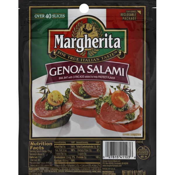 Hot Dogs, Bacon & Sausage Margaritaville Genoa Salami Snack Size Deli - Salami Pillow Pack hero