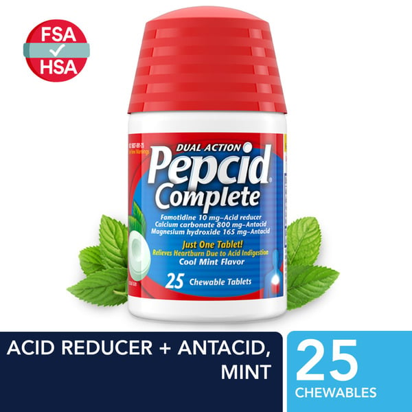 Digestion Pepcid Complete Acid Reducer + Antacid Chewable Tablets, Mint hero