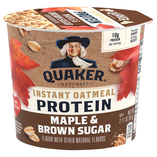 Hot Cereal & Pancake Mixes Quaker Instant Oatmeal, Maple & Brown Sugar, Protein hero