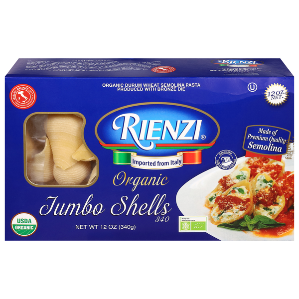 Dry Pasta Rienzi Shells, Organic, Jumbo hero