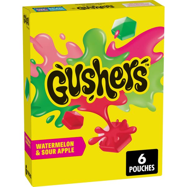 Fruit & Vegetable Snacks Gushers Watermelon and Sour Apple Fruit Flavored Kids Snacks hero