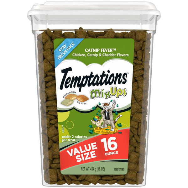 Cat Food TEMPTATIONS MixUps Crunchy and Soft Cat Treats Catnip Fever Flavor hero