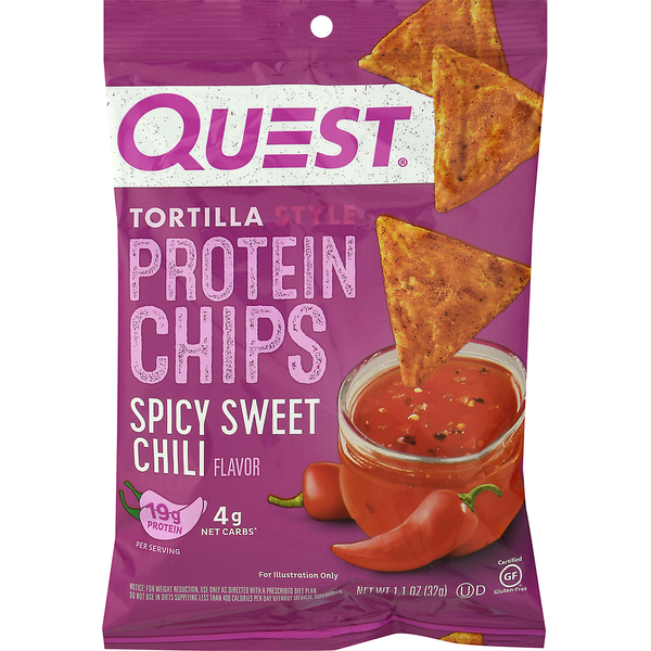 Chips & Pretzels Quest Protein Chips, Spicy Sweet Chili Flavor, Tortilla Style hero