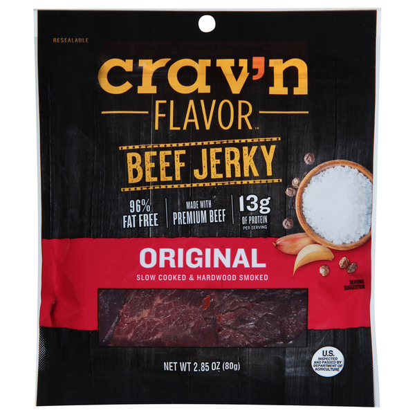 Popcorn & Jerky Crav'n Flavor Beef Jerky, Original hero